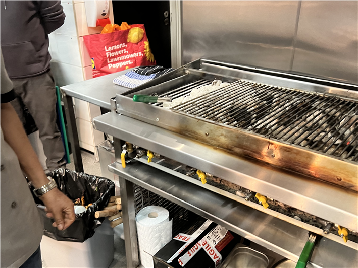 charcoal grill in kitchen